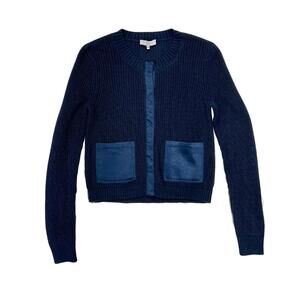 NEW J. SOCIETY women's satin snap cardigan in navy